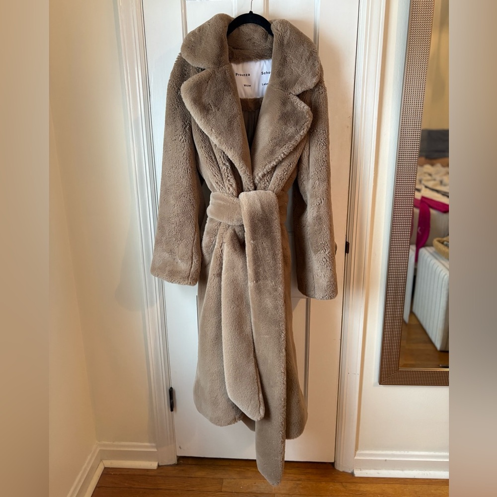 Proenza Schouler White Label Faux Fur Belted Robe Coat